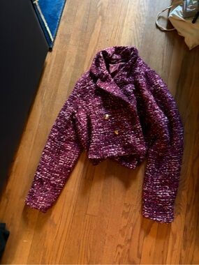 House of Harlow 1960 Plum Bouclé Cropped Jacket